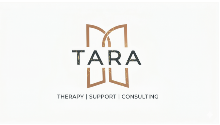 Tara Rogers Therapy logo: an open copper book-like mark above the words Therapy, Support, Consulting
